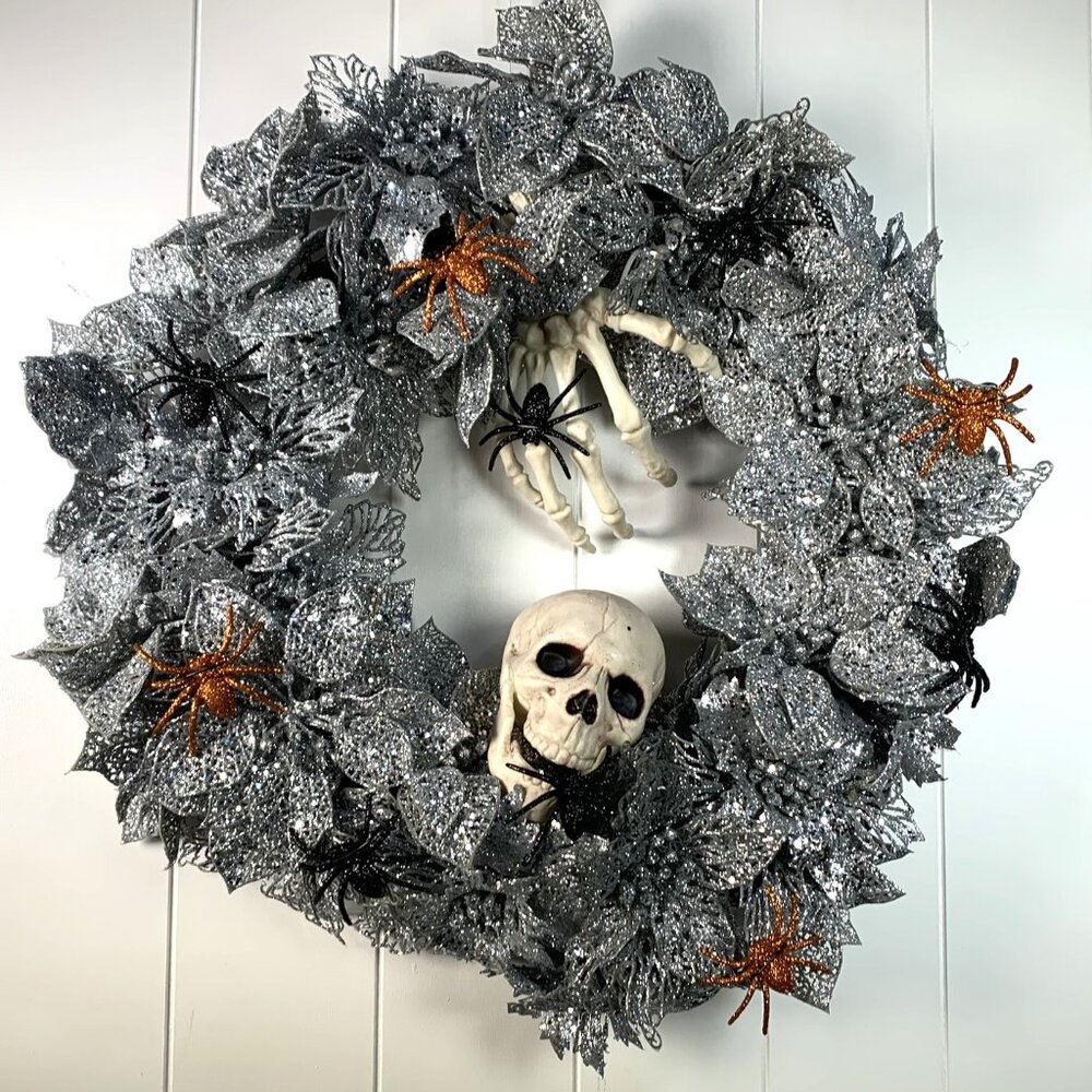 One of a Kind Spooky Spider Halloween GLAM Glitter Rachel Zoe Designer Wreath